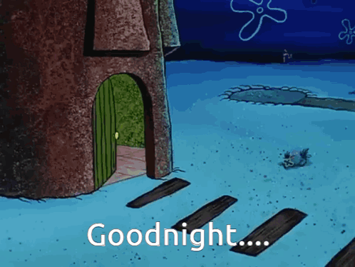 Spongebob Squarepants Says Goodnight In Front Of A House GIF