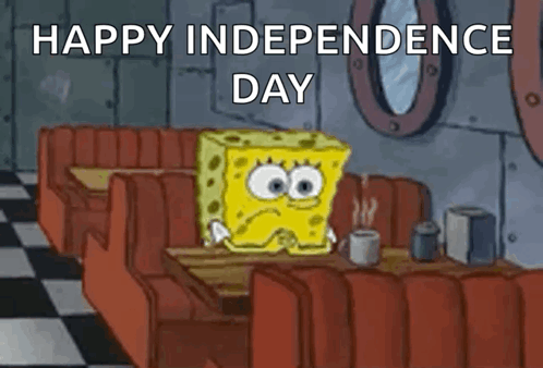 Spongebob Squarepants Sitting at Diner Table