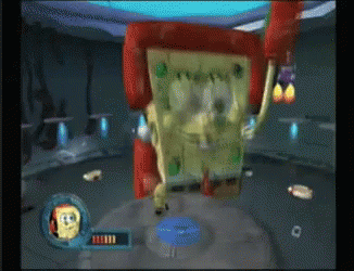 Spongebob Squarepants Video Game on Black Screen
