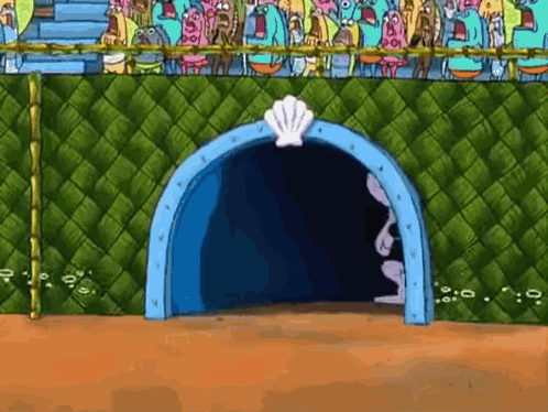 SpongeBob SquarePants With Blue Archway and Seashell