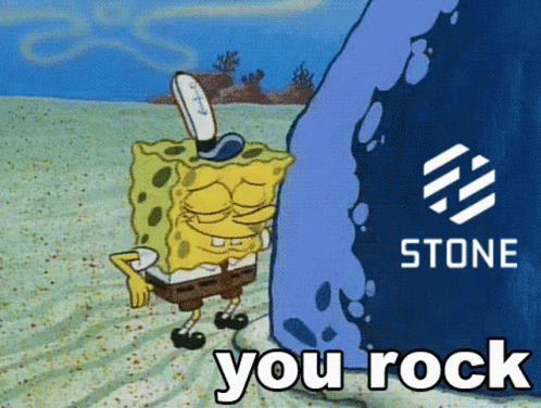 SpongeBob Standing Next to Stone
