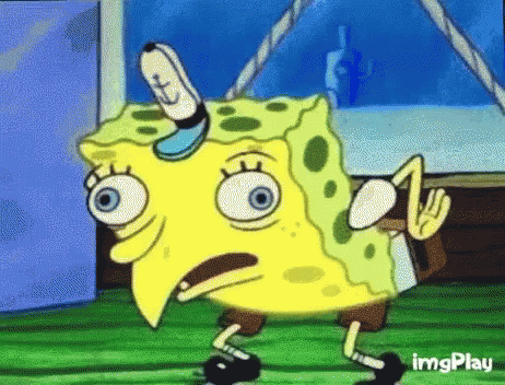 Spongebob Surprised Walking On Grass GIF