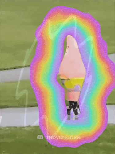 SpongeBob Surrounded by Rainbow Aura