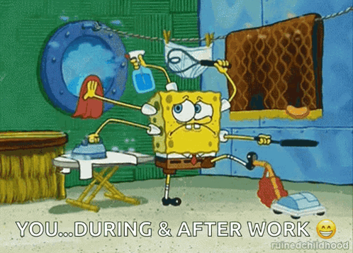 SpongeBob Vacuuming Ironing You ... During & After Work