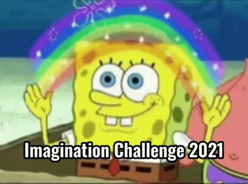 SpongeBob Waving With Rainbow Imagination Challenge 2021 GIF