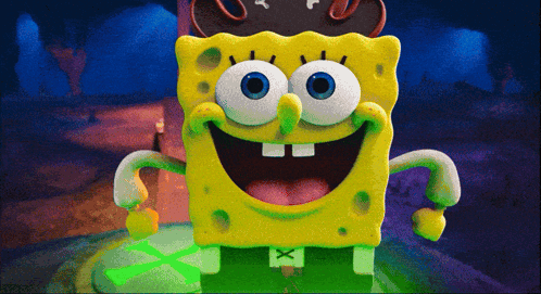 Spongebob Wearing A Pirate Hat And Pants With The Letter X GIF