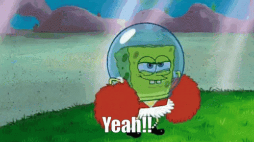 SpongeBob Wearing Helmet And Pom Poms Says Yeah GIF