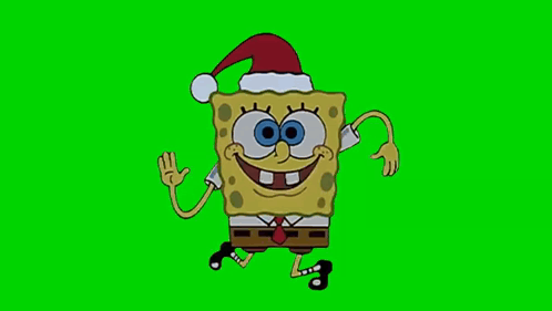 SpongeBob Wearing Santa Hat Waving