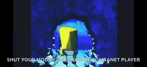 SpongeBob with Blue Hair Saying Shut Your Mouth