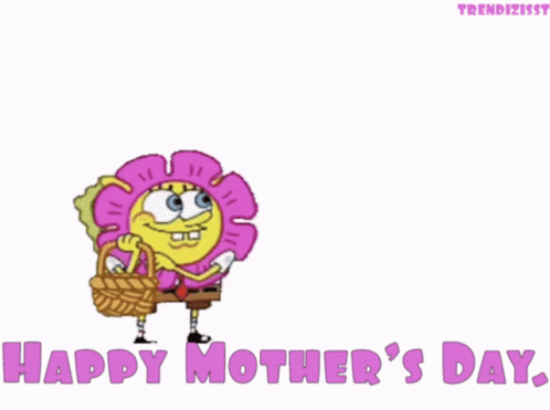 SpongeBob With Flower Happy Mothers Day GIF