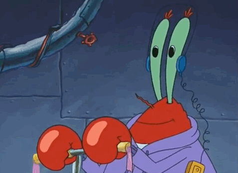 SpongeBob With Headphones And Red Boxing Gloves GIF