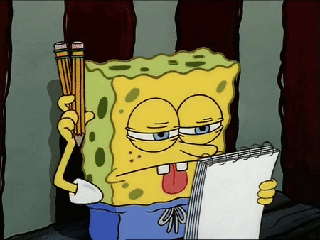 SpongeBob Writing with Pencil
