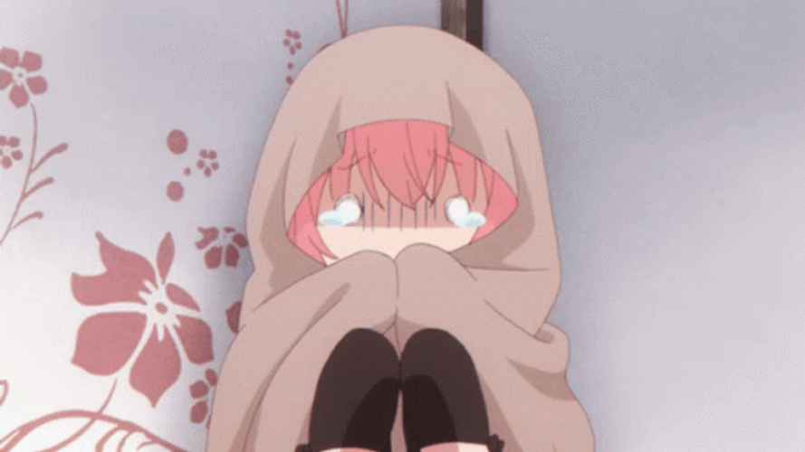 Spooked Anime Girl Hiding GIF