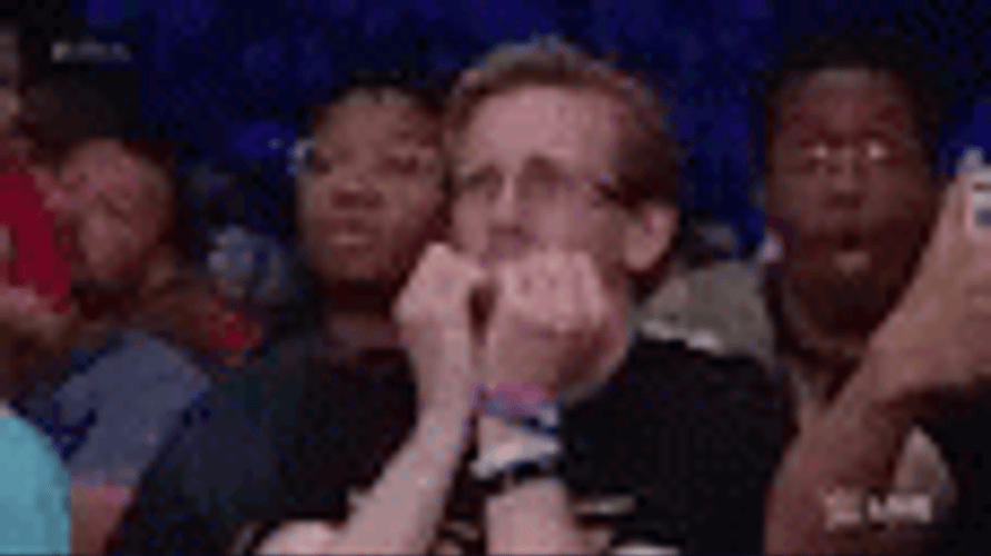 Spooked Man Nailing Biting GIF