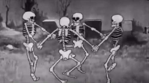 Spooky Skeletons Jumping In Circles GIF