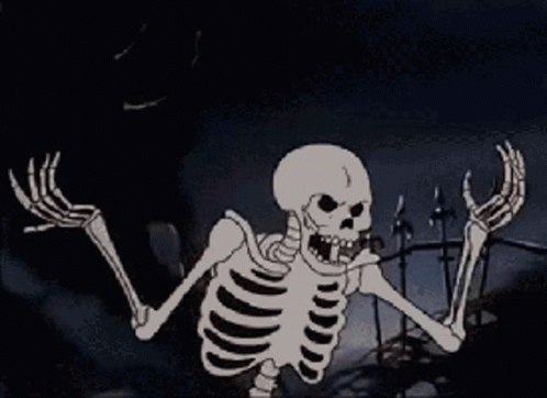 Angry Spooky Skeleton Throwing Skull GIF