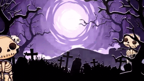 Spooky Month Scary Skeletons Walking Cemetery GIF
