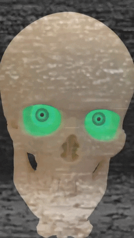 Spooky Month Talking Skull Glitch GIF