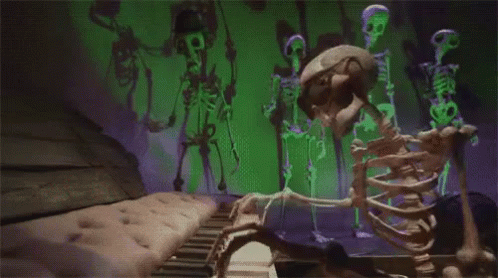 Spooky Scary Skeletons Playing Piano GIF