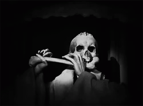 Spooky Scary Skeletons Playing Flute Using Bones GIF