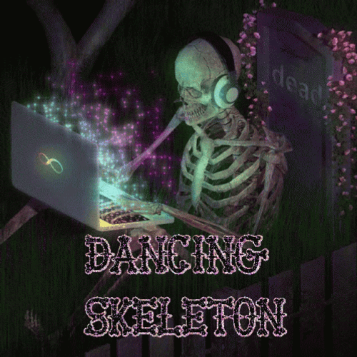 Spooky Scary Skeletons Typing Laptop GIF