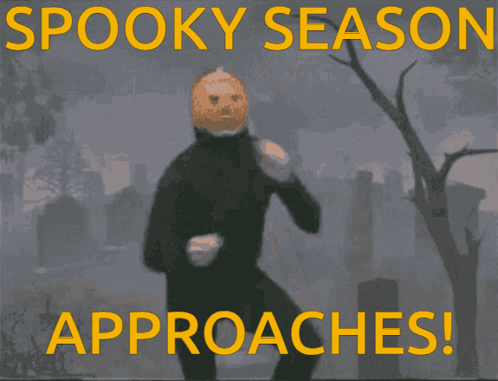 Spooky Season Approaches Silhouette Man With Pumpkin Head GIF