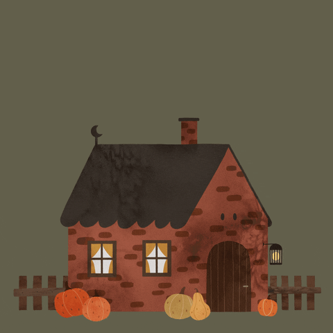 Spooky Season Halloween Pumpkin House With Ghost GIF