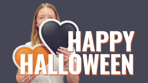 Spooky Season Happy Halloween Black And Gold Hearts GIF