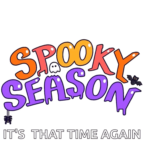 Spooky Season Logo With Cat and Bats