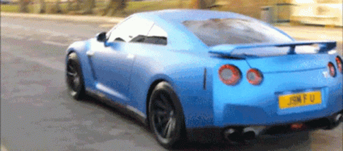 Sports Car Matte Blue Nissan Gt GIF
