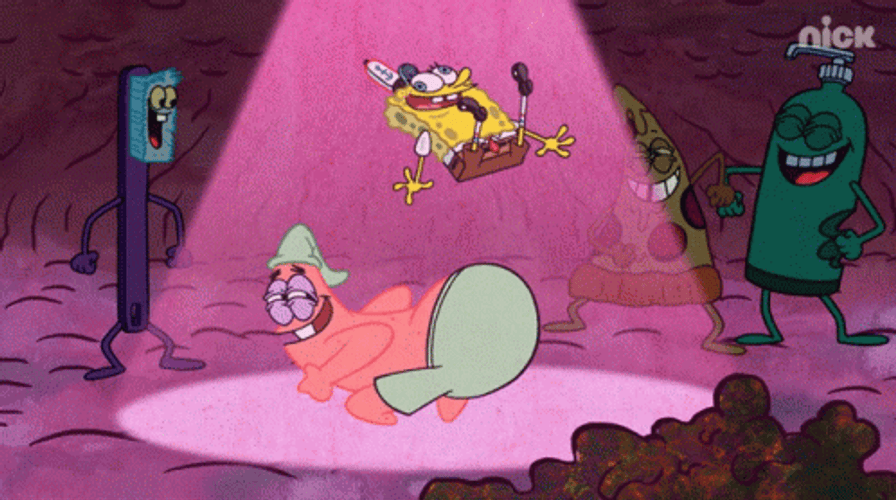 Spotlight Patrick And Bouncing Spongebob Dancing GIF