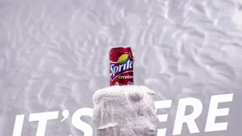 Sprite Cranberry In Can On Block Of Ice GIF