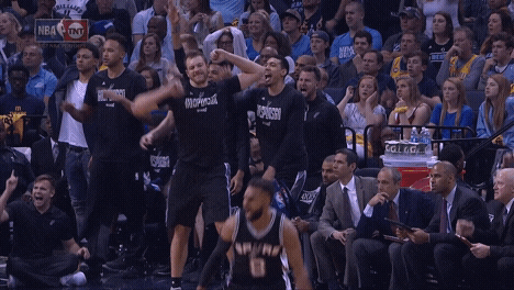 Spurs David Lee Jumping For Joy Nba Finals GIF