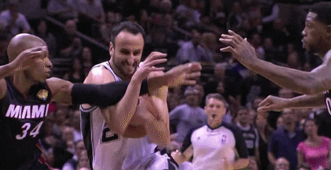 Spurs Manu Ginobilli Fighting Off Miami Player GIF