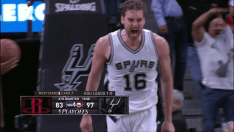 Spurs Pau Gasol Excited Scream GIF