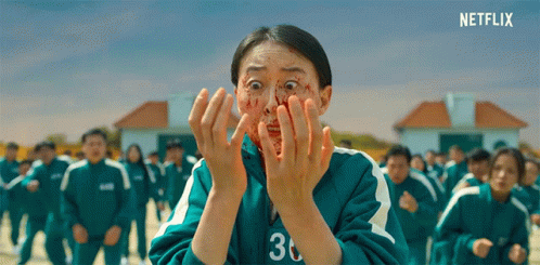 Squid Games Bloody Face GIF