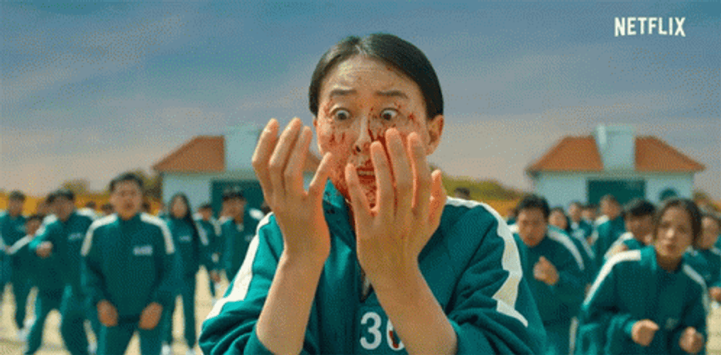Squid Games Bloody Face GIF