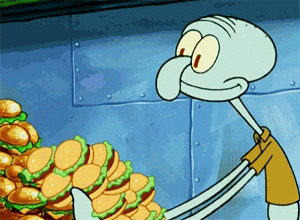 Squidwad Eat Swallow Burger GIF