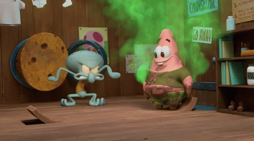 Squidward And Patrick Are In A Room With A Sign That Says Counselor GIF