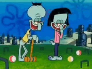 Squidward and Patrick Playing Croquet