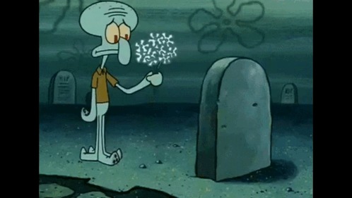 Squidward Blowing Dandelions by Grave