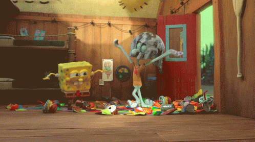 Squidward Dancing And Surprising Spongebob GIF