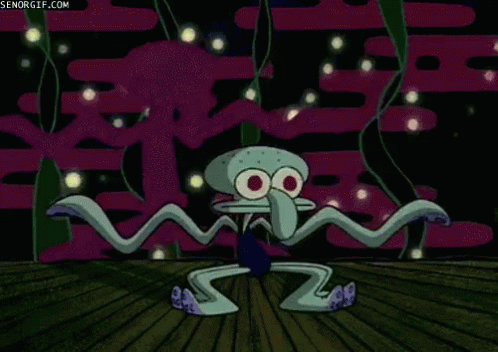 Squidward Dancing in Dark Room