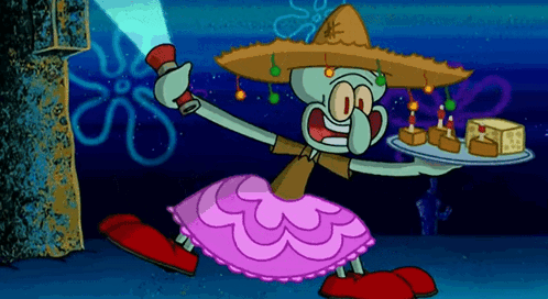 Squidward Dancing In Mexican Outfit GIF