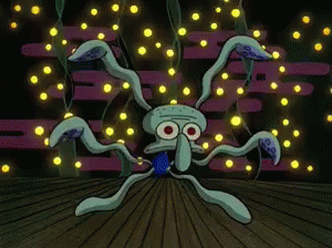 Squidward Dancing With Bright Lights GIF