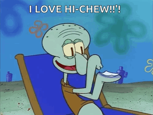 Squidward Eating Paper on Beach