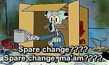 Squidward from SpongeBob Holding Cup in Cardboard Box