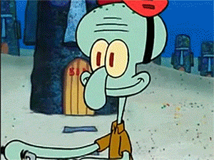 Squidward From Spongebob Is Wearing A Red Hat And Smiling GIF