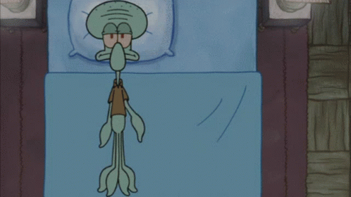 Squidward From Spongebob Is Wrapped In A Blue Towel GIF