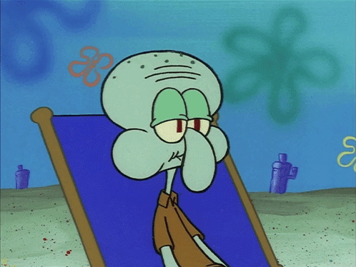 Squidward From Spongebob Sits In A Blue Chair GIF